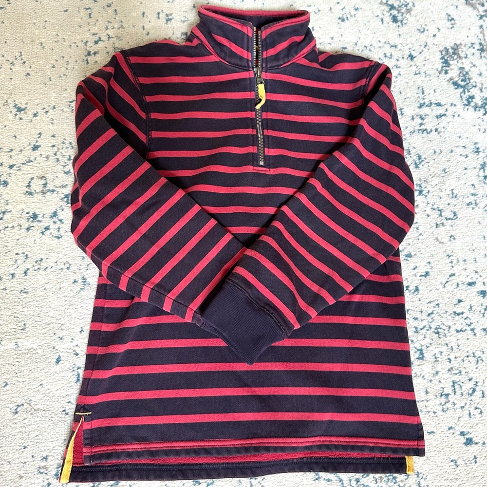 Mini Boden Boys Striped Quarter Zip Pullover